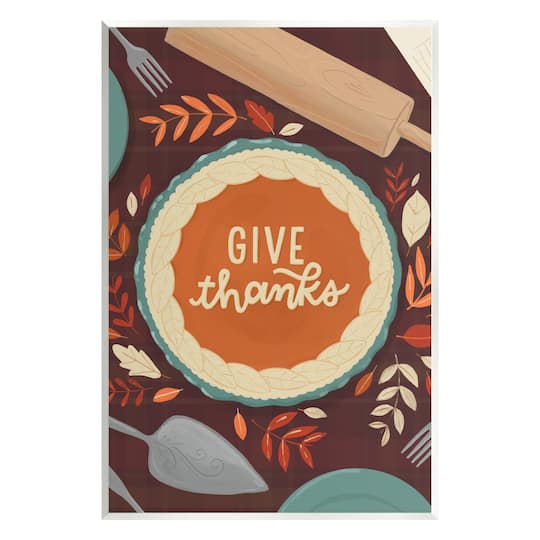 Stupell Industries Give Thanks Kitchen Utensils Pattern Wall Plaque Art